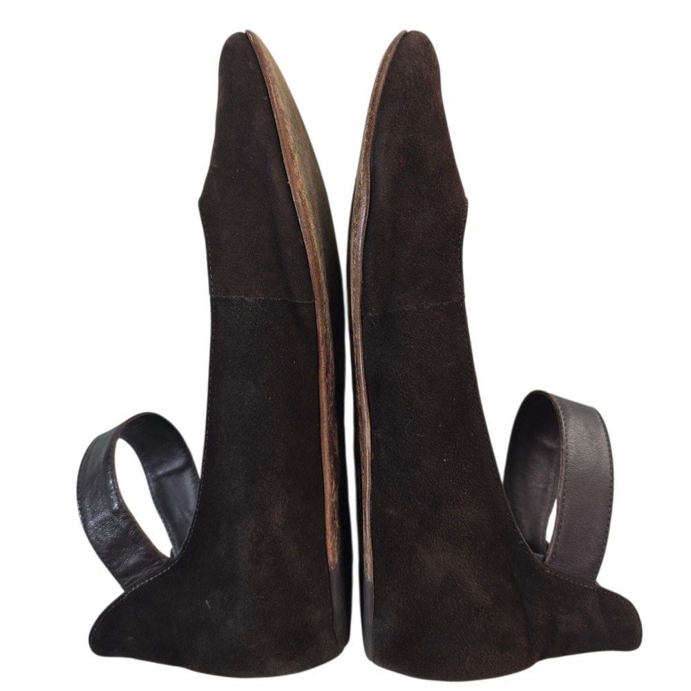 Kooba Flats 8.5 Brown Suede Leather Ankle Strap Round Toe Classic Minimalist - Picture 7 of 12